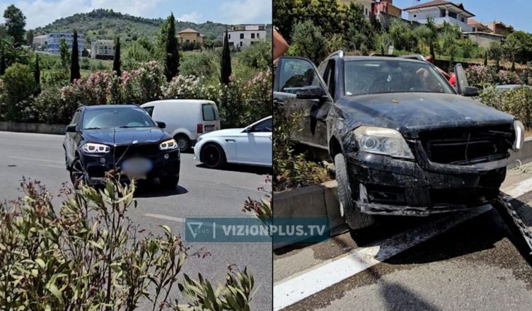 Aksident në Tiranë, përplasen dy makina, njëra përfundon mbi trafikndarëse