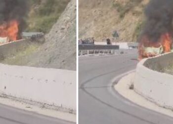 Vlorë/Makina merr flakë në ecje e sipër, shpëtojnë mrekullisht shoferi e pasagjeri