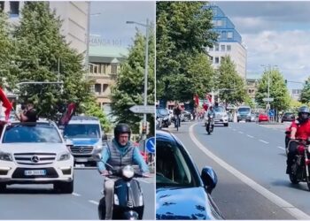 VIDEO/ Ngjyrat kuqezi “sundojnë” në rrugët e Dortmundit, atmosferë fantastike e tifozëve të kombëtares