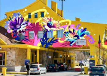 FOTO/ Rama ndan pamjet, artistja polake realizon murale në doganën e Kapshticës