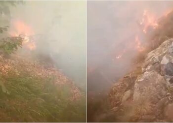 Zjarr i përmasave të mëdha pranë Elbasanit, fikjen e flakëve vështirësohet nga terreni i thyer