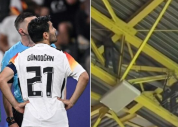 Ç’ndodhi në çatinë e stadiumit? Burri i maskuar “trembi” arbitrin e sfidës Gjermani-Danimarkë