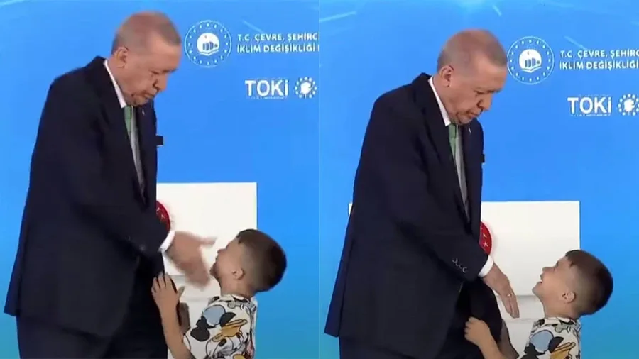 VIDEO / Erdogan godet me shuplakë një djalë të vogël se nuk i puthi dorën, më pas i jep para