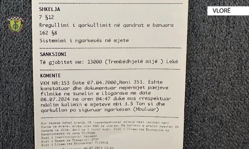 Kamionët u futën me ngarkesa në tunelin e Llogarasë, gjobë pronarit