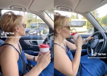 VIDEO/Kryemadhi shijon jetën pas ndarjes nga Meta, xhiro me makinë rrugëve të Tiranës me kafe në dorë