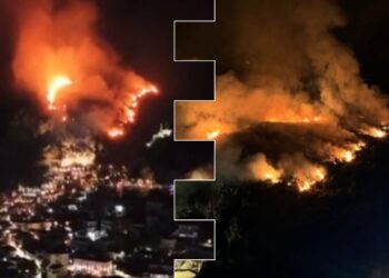 Festuan me fishekzjarre, por i vunë zjarrin maleve në Dhërmi. Flakët shumë pranë resorteve luksoze