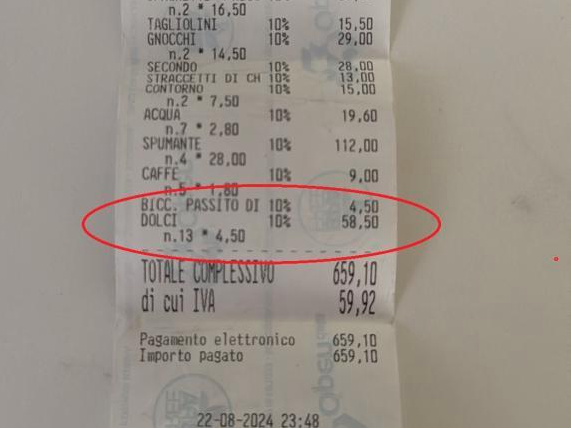 Faksimile/ Çmenduria e restorantit: 58 euro faturë vetëm për të prerë një tortë ditëlindjeje!!!