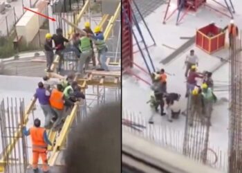 VIDEO/ Pamjet bëhen virale, punëtorët shqiptarë dhe rumunë “përleshen” fizikisht mbi skelat e stadiumit të Barcelonës
