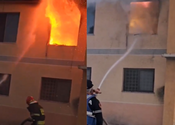 Përfshihet nga flakët Komisariati i Policisë së Shijakut, forcat zjarrfikëse në “luftë” me zjarrin