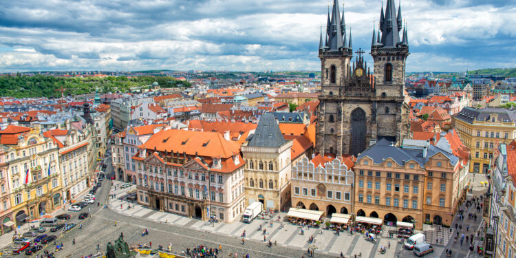 top views of the old town in Prague