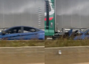 VIDEO/ Kamioni përplaset me autoveturën në aksin Tiranë-Elbasan