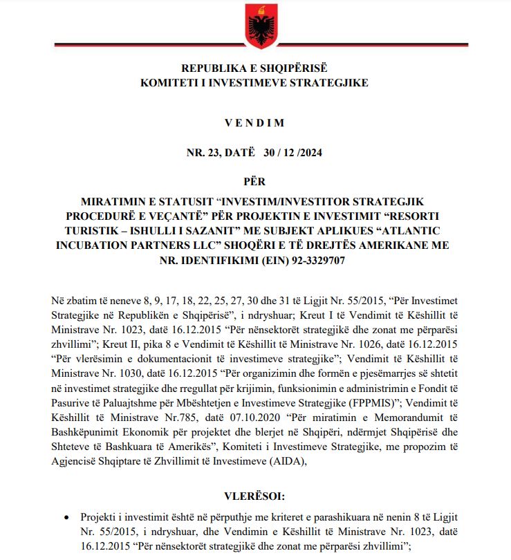 I hapet rrugë ndërtimit të resortit luksoz në Sazan, dhëndri i Donald Trump merr statusin e investitorit strategjik