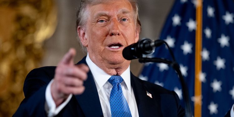 PALM BEACH, FLORIDA - DECEMBER 16: U.S. President-elect Donald Trump speaks at a news conference at Trump's Mar-a-Lago resort on December 16, 2024 in Palm Beach, Florida. In a news conference that went over an hour, Trump announced that SoftBank will invest over $100 billion in projects in the United States including 100,000 artificial intelligence related jobs and then took questions on Syria, Israel, Ukraine, the economy, cabinet picks, and many other topics. (Photo by Andrew Harnik/Getty Images)