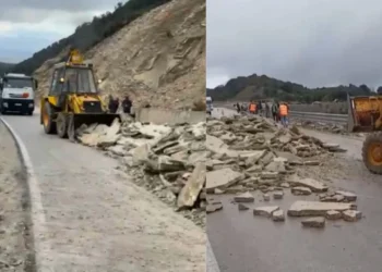 Rënia e gurëve nga faqja e malit bllokuan aksin rrugor Kuç-Qeparo, nis hapja e rrugës