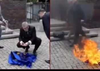 “Këtu është Poloni, jo Bruksel”/ Eurodeputeti polak Grzegorz Braun djeg flamurin e Bashkimit Evropian (Video)
