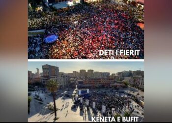 FOTOLAJM/ Diferenca e fushatës përmbyllëse në Fier, mes PS dhe PD