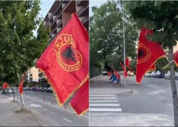 VIDEO/ Urdhëruan heqjen e flamujve të UÇK-së në ndeshjen me Serbinë, aktivistët protestë para FSHF-së, përplasen me policinë
