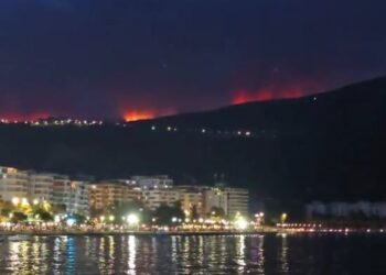 Skuqet nga flakët maja e malit Shashicë, zjarri po i afrohet shtëpive të banuara