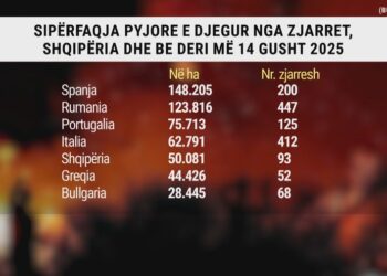 Mbi 50 mijë ha të shkrumbuara, Shqipëria e para në rajon dhe Evropë për sipërfaqen e djegur