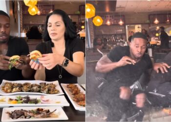 Video/ Po filmonin veten duke ngrënë, çifti i influencerave goditen nga makina në restorant