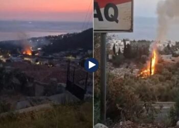 Zjarri përhapet në varrezat e fshatit Dhërmi, rrezikohen ullishtet aty pranë