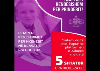 Rihapen regjistrimet për fëmijët në klasat e para dhe të dhjeta