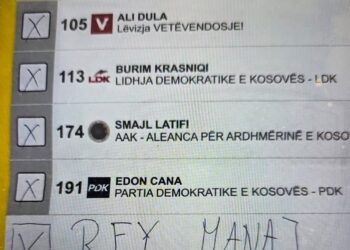 Zgjedhjet në Kosovë, votuesi në Rahovec shkruan në fletën e votimit emrin e golashënuesit të kombëtares Rey Manaj