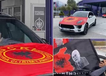 Me flamuj kuq e zi dhe këngë patriotike, qytetarët e parë nga Kosova drejt Tiranës për protestën: Kërkojmë drejtësi për çlirimtarët tanë