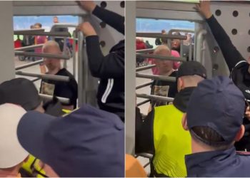 Video/ Tifozi anglez ngec në derën e sigurisë të “Arenës Kombëtare”