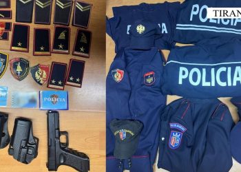 Dilte në rrugë i veshur si polic, arrestohet 20-vjeçari në Kamëz/ I sekuestrohen uniforma, grada dhe dokumente të falsifikuara