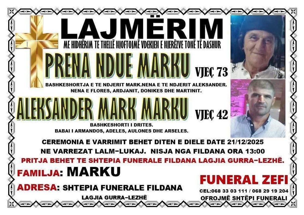 Tragjedi në Lezhë  nëna i jep fund jetës pas vdekjes së djalit