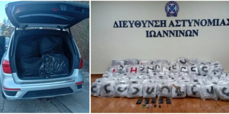 Makina shqiptare në Greqi transportoi 215 kg kanabis. Shoferja rrezikon djalin e saj të mitur duke përplasur mjetet e policisë