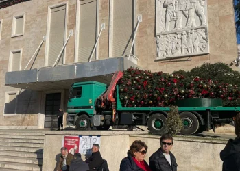 FOTOLAJM / Protesta e PD në orën 18:00, hiqet pema e Krishtlindjeve para Kryeministrisë