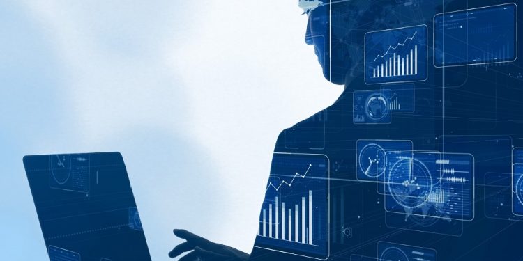 AI (Artificial Intelligence) concept. Communication network.