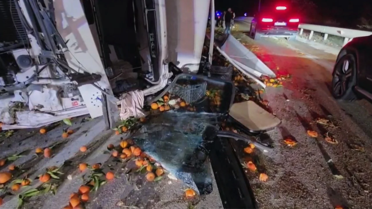 Kamioni i ngarkuar me agrume del nga rruga në aksin Levan Tepelenë  lëndohet shoferi