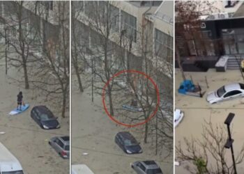 VIDEO / Shiu përmbyt rrugën në Durrës, qytetari gjen zgjidhjen e pazakontë