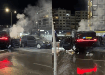 Aksident i frikshëm në Tiranë, makina kthehet përmbys në “Astir”