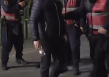 VIDEO/ Xhelal Mziu shkel flamurin shqiptar gjatë protestës, Policia ndërhyn dhe e merr nga toka