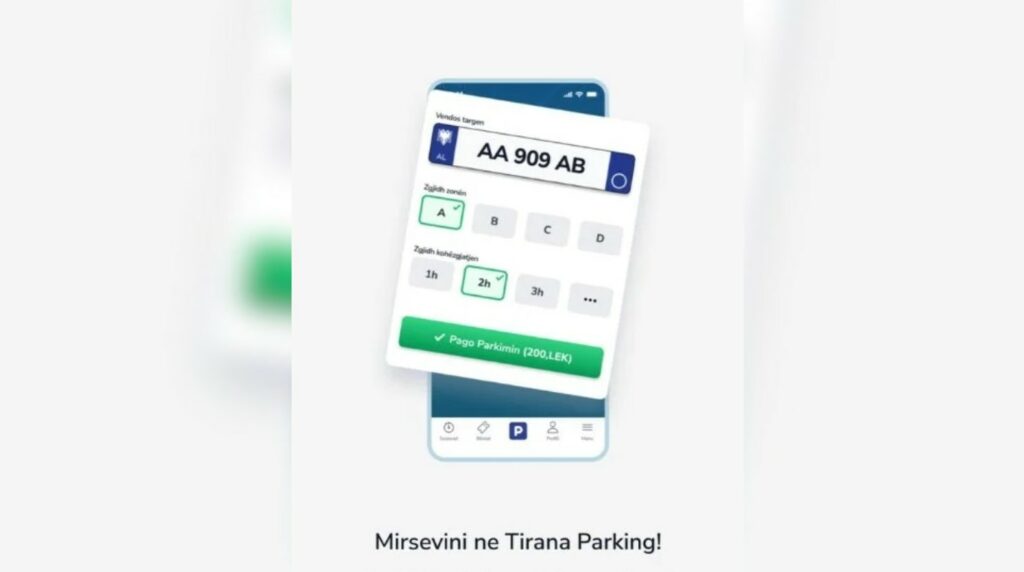 Nga karta e rezidentit tek rezervimet me pagesë  lançohet Tirana Parking App