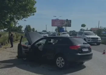 Makina del nga rruga dhe përplaset me pemën në rreth-rrotullimin e Kolonjës, plagoset një grua