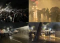 Qytetarët sulmojnë me molotovë, përplasen edhe fizikisht me efektivët! Policia kundërpërgjigjet me ujë edhe ndaj Berishës