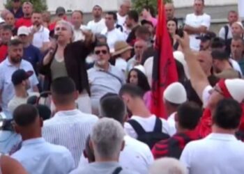 Protesta/ Qytetarja thirrje kryedemokratit: Sali Berisha, mos guxo, nuk vjen më në pushtet ti!
