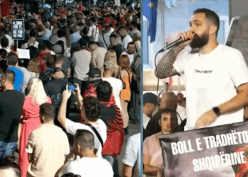 VIDEO/ “Do t’u marrim emrat dhe do t’i burgosim ata që shkuan te Kanye West”, Progni kërcënon nga podiumi i protestës