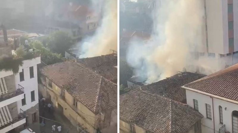 Alarm në Durrës  zjarr në godinën pranë kishës katolike dhe bashkisë