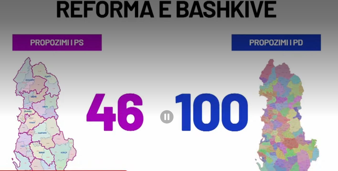 VIDEO   Dallimet PS PD për bashkitë  krahasimi me dy hartat për çdo qark