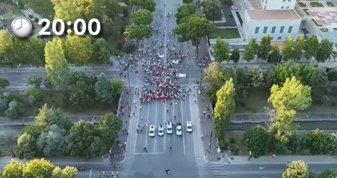 VIDEOLAJM  Pamjet me dron  Ja sa është pjesëmarrja në protestën përpara Kryeministrisë