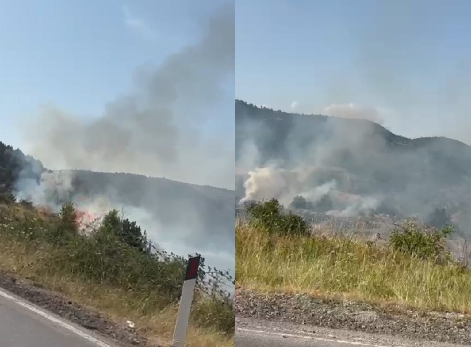 Zjarr në fshatin Gjonomadh të Korçës  VIDEO 