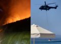 Zjarri në Palasë vijon prej mesnatës, ndërhyn edhe helikopteri për shuarjen e flakëve