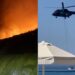 Zjarri në Palasë vijon prej mesnatës, ndërhyn edhe helikopteri për shuarjen e flakëve