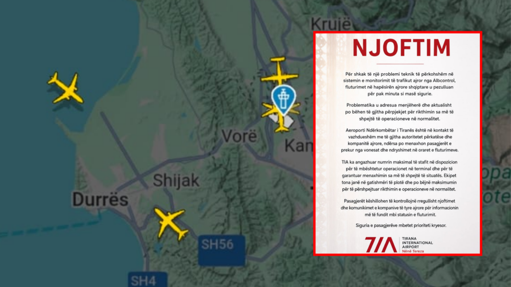 Problemi në sistemet e trafikut ajror  reagon TIA  Pasagjerët e prekur nga vonesat po asistohen